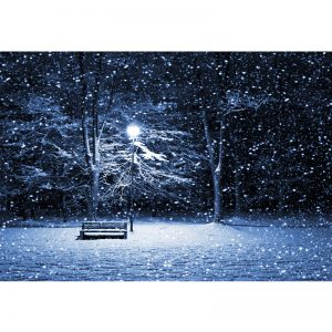 Gece Kar Yağan Sokak Lambası