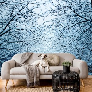 Karlı Ağaçlar Olan Duvar Kağıdı