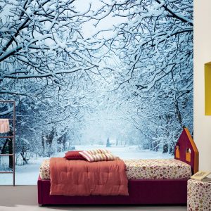 Karlı Ağaçlar Olan Duvar Kağıdı