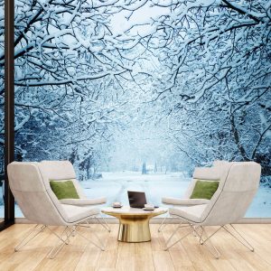 Karlı Ağaçlar Olan Duvar Kağıdı