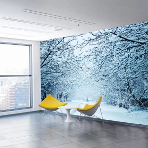 Karlı Ağaçlar Olan Duvar Kağıdı