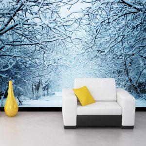 Karlı Ağaçlar Olan Duvar Kağıdı