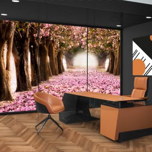 Çiçek Dökmüş Ağaçlı Yol Duvar Kağıdı