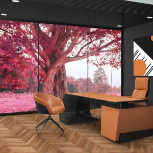 Pembe Yapraklı Ağaçta Salıncak