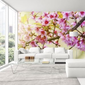 Çiçek Açmış Ağaç Dalı Görselli Duvar Kağıdı