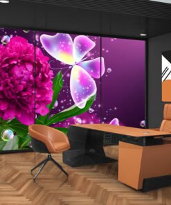 3D Çiçek Görselli Duvar Kağıdı
